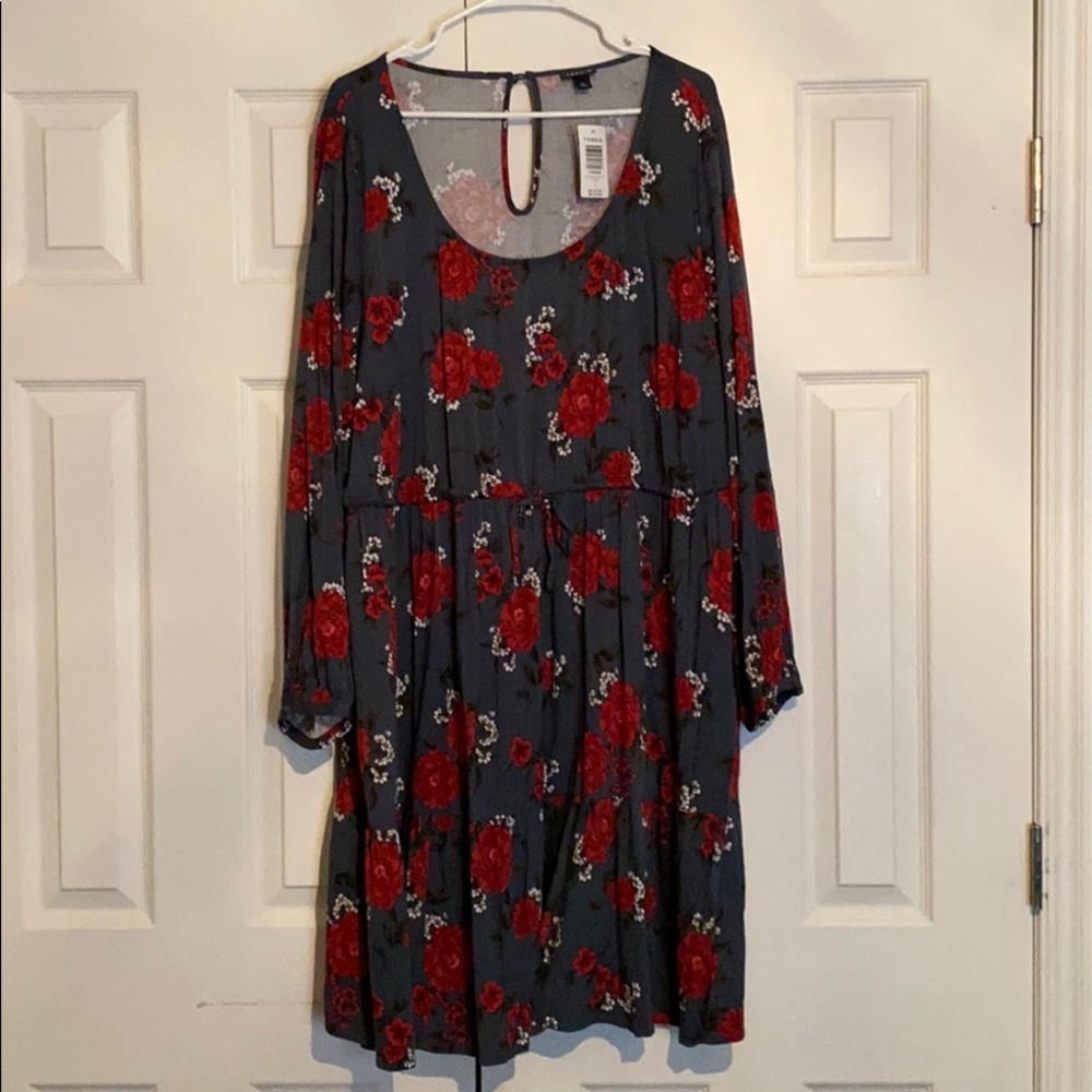 Torrid blue and red floral dress